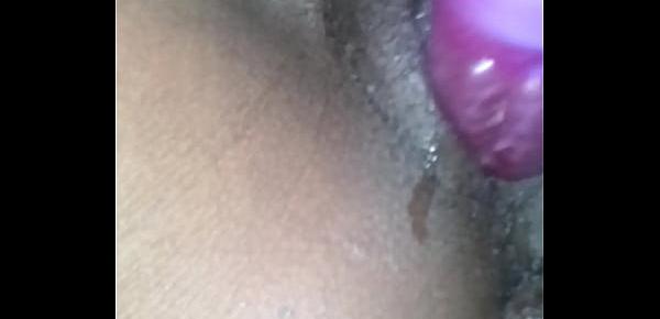  Ex ebony girlfriend playing with vibrator and sucks my cock